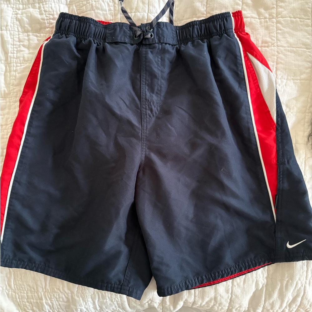 Nike Red and Navy Sports Swim Shorts